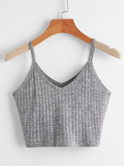 Solid Ribbed Crop Cami