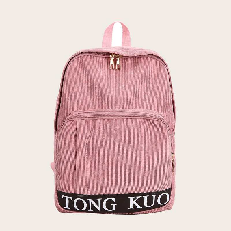 

Letter Graphic Large Capacity School Bag, Pink