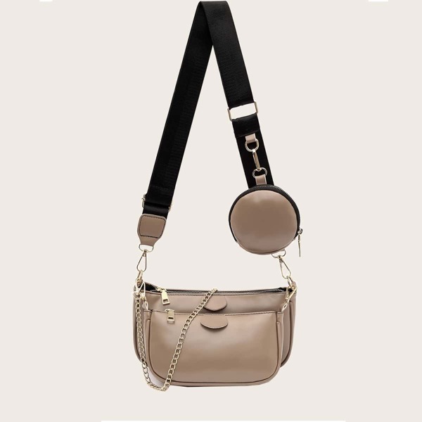 

3pcs Minimalist Crossbody Bag Set, Khaki