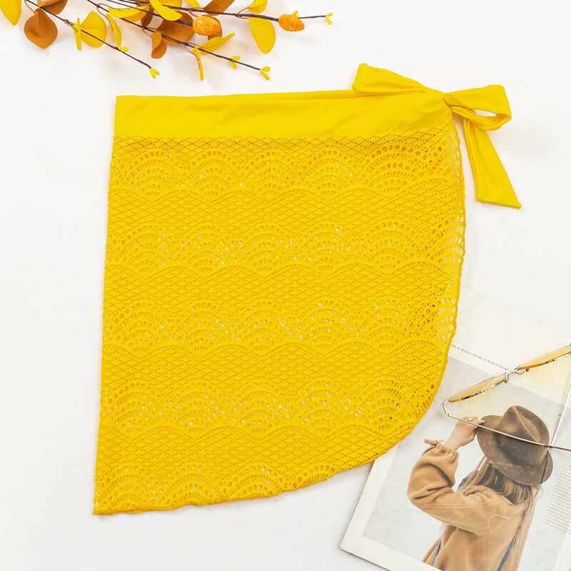 

Floral Lace Tie Side Cover Up, Yellow