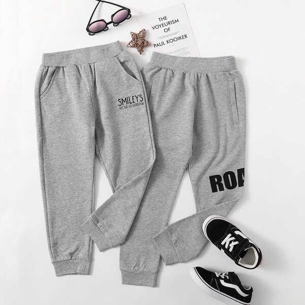 

Toddler Boys 2 Pack Letter Graphic Sweatpants, Grey