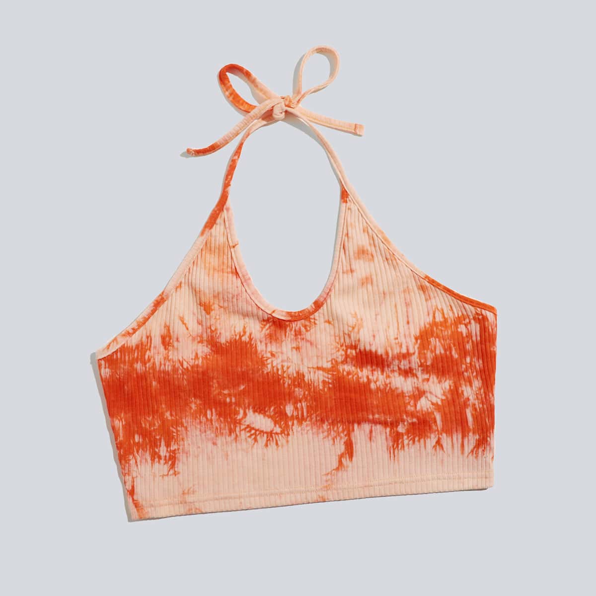 

Tie Dye Ribbed Halter Top, Multicolor