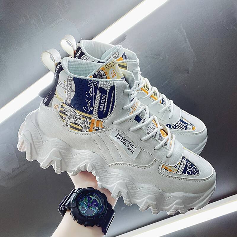 

Guys Letter Graphic Lace-up Front High Top Sneakers, White