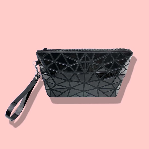 

Geometric Pattern Makeup Bag, Black
