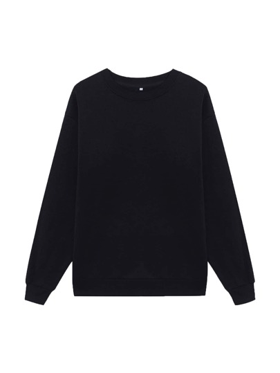 Solid Drop Shoulder Thermal Lined Sweatshirt