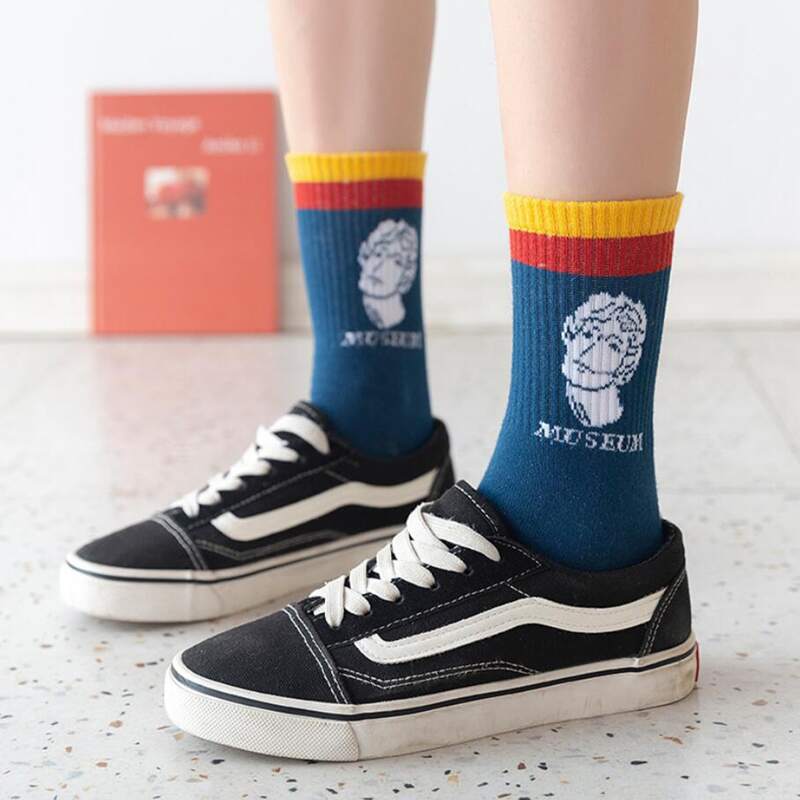 

1pair Figure Graphic Crew Socks, Multicolor