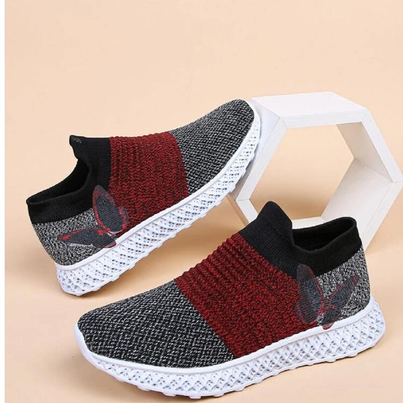 

Colorblock & Butterfly Slip On Knit Sneakers, Multicolor