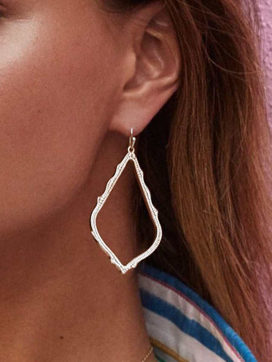 Pendientes largos geométricos - Plateado - Ver 1