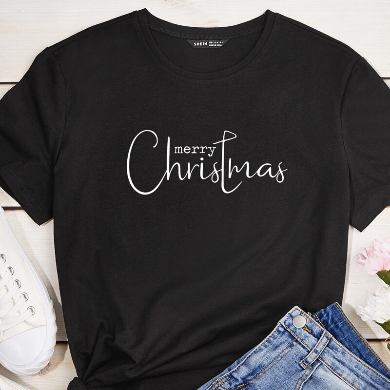 

Christmas Slogan Graphic Tee, Black