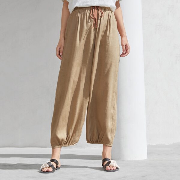 

Knot Waist Carrot Pants, Khaki
