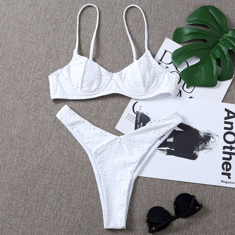 

Schiffy Underwire High Cut Bikini Swimsuit, White