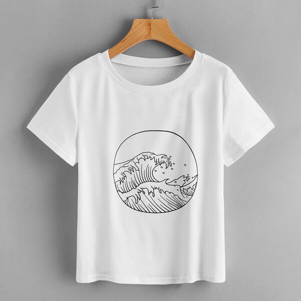 

Wave Print Tee, White