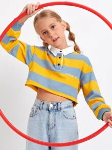 SHEIN Tops con gái Xù nhỏ Lá thư Giải trí - Nhiều màu - Xem 1
