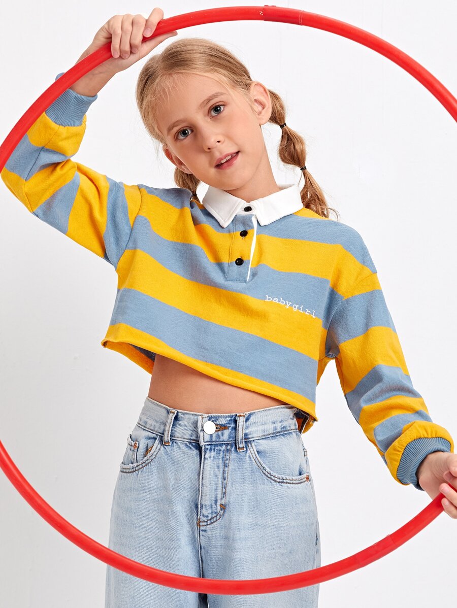 SHEIN Tops con gái Xù nhỏ Lá thư Giải trí - Nhiều màu - Xem 1