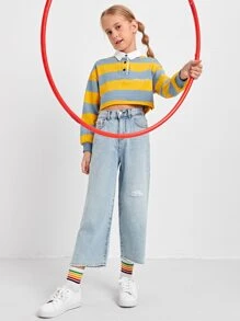 SHEIN Tops con gái Xù nhỏ Lá thư Giải trí - Nhiều màu - Xem 3