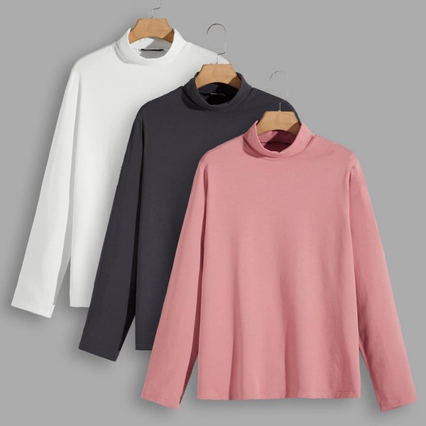 

Men 3 Pack Funnel Neck Solid Tee, Multicolor