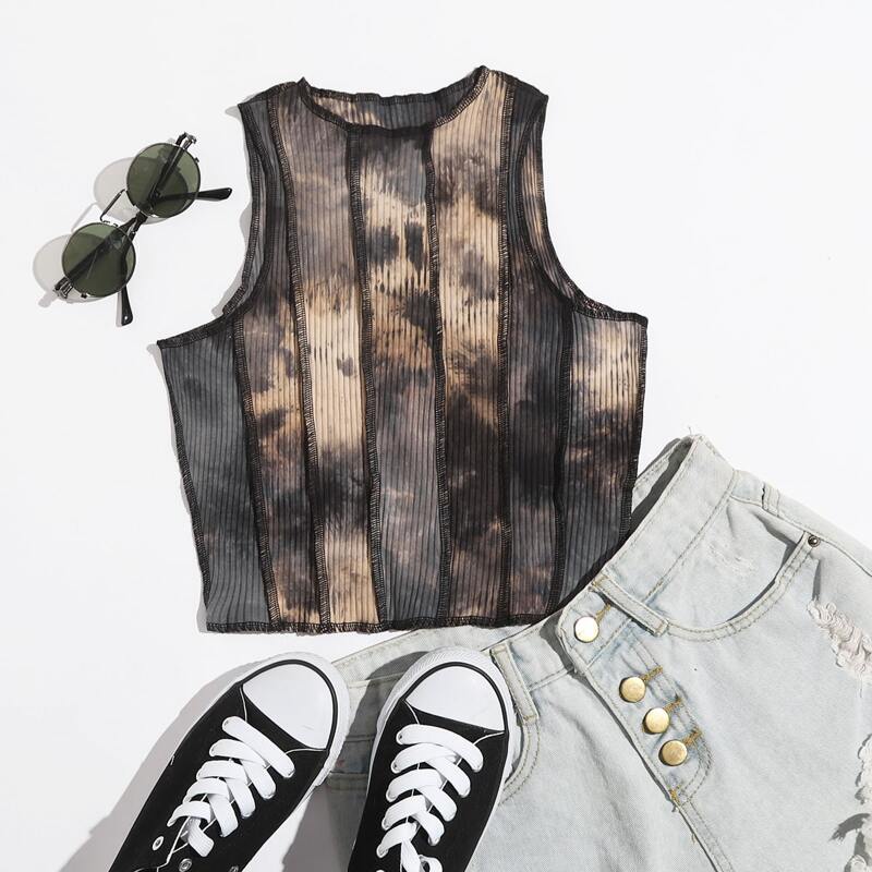 

Tie Dye Stitch Detail Tank Top, Multicolor