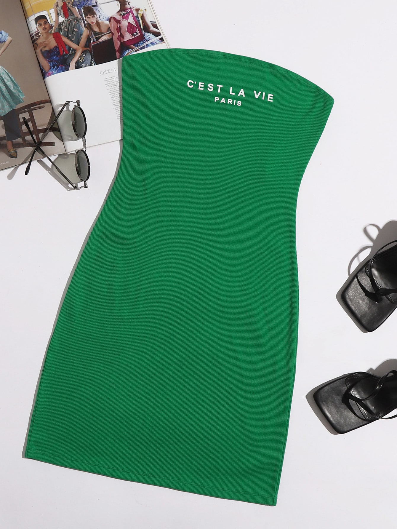 Letter Graphic Form Fitted Tube Dress thumbnail