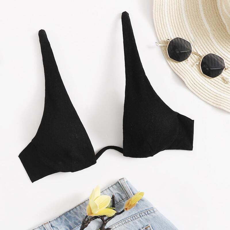 

Solid Underwire Bikini Top, Black