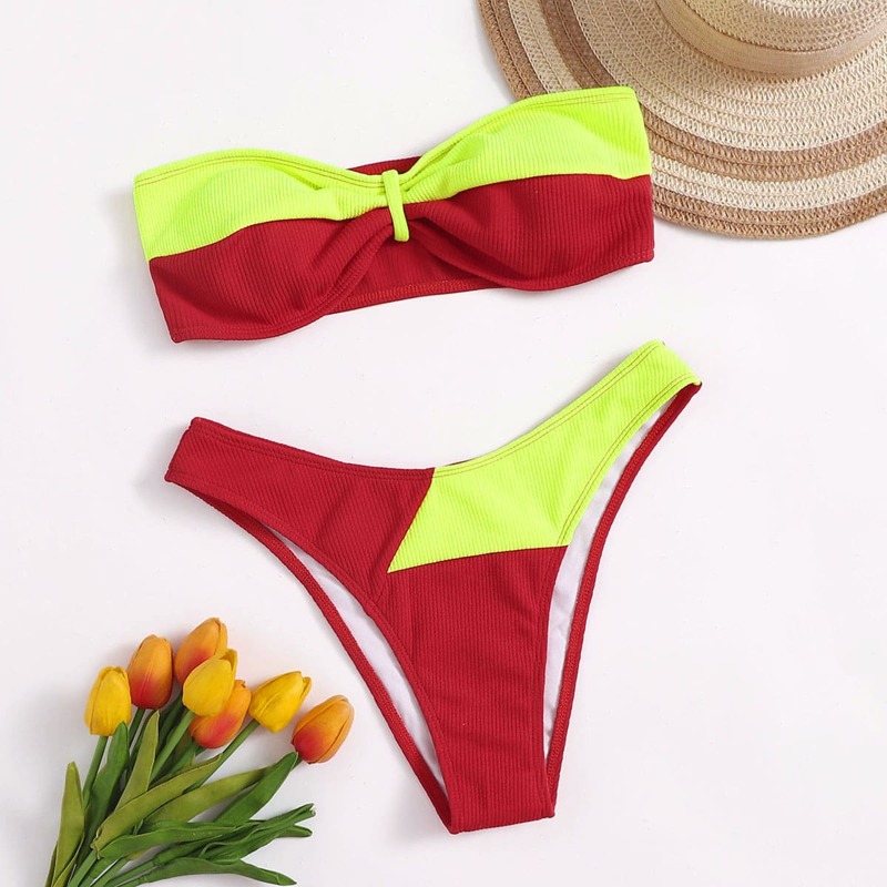 

Colorblock Bandeau Bikini Swimsuit, Multicolor