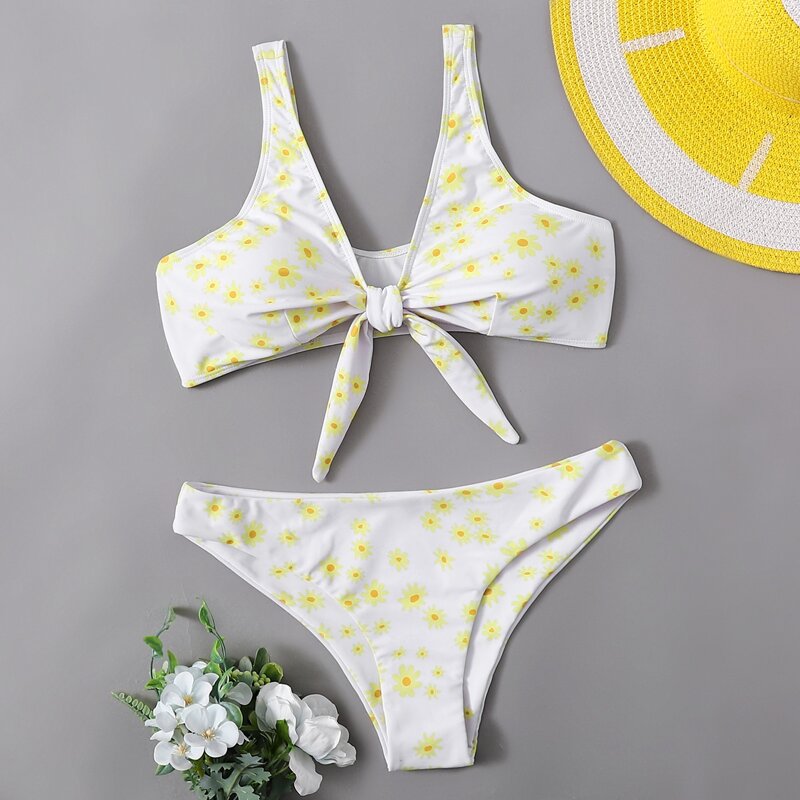 

Ditsy Floral Knot Bikini Swimsuit, Multicolor