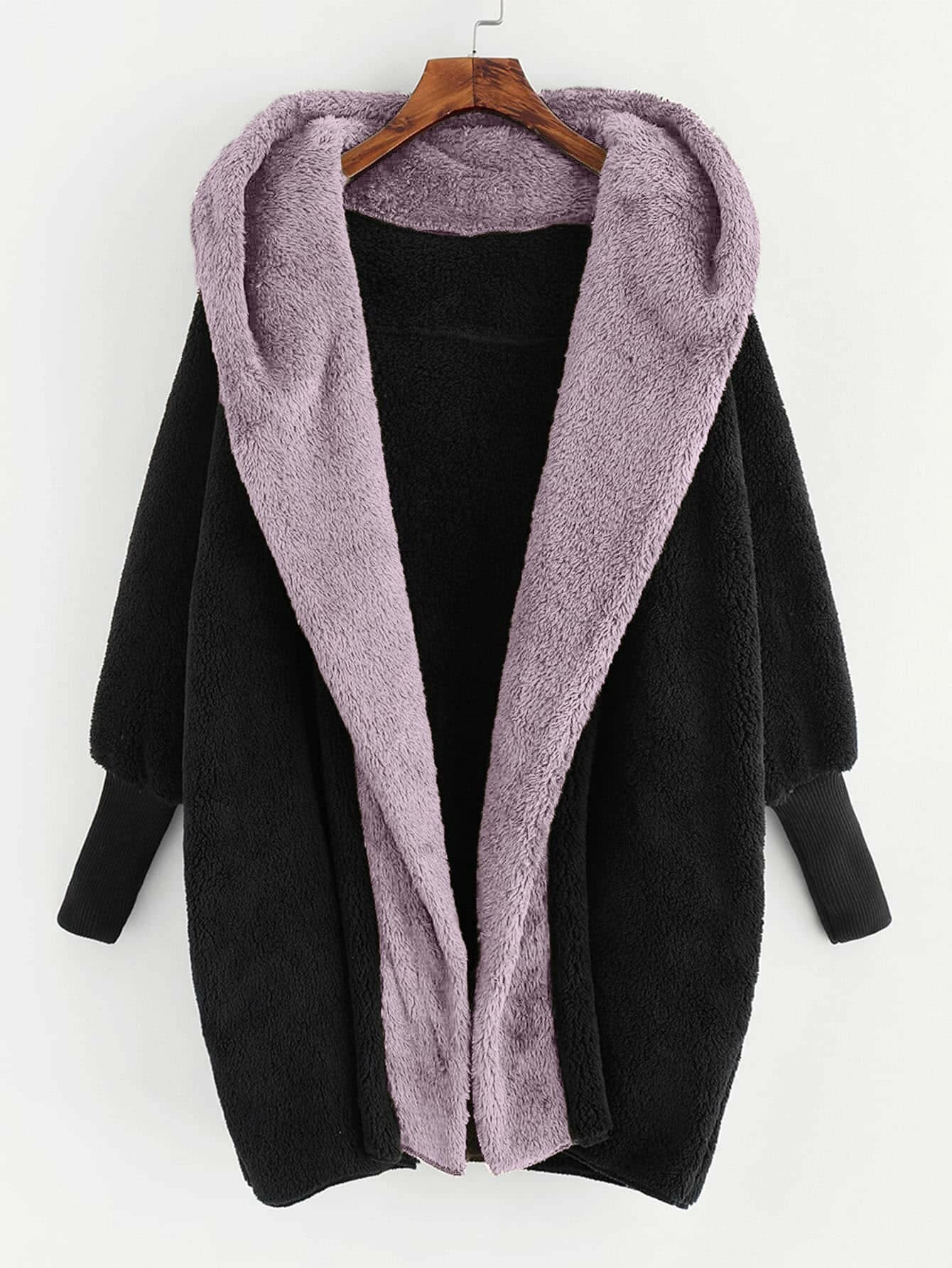 Plus Open Front Hooded Teddy Coat thumbnail