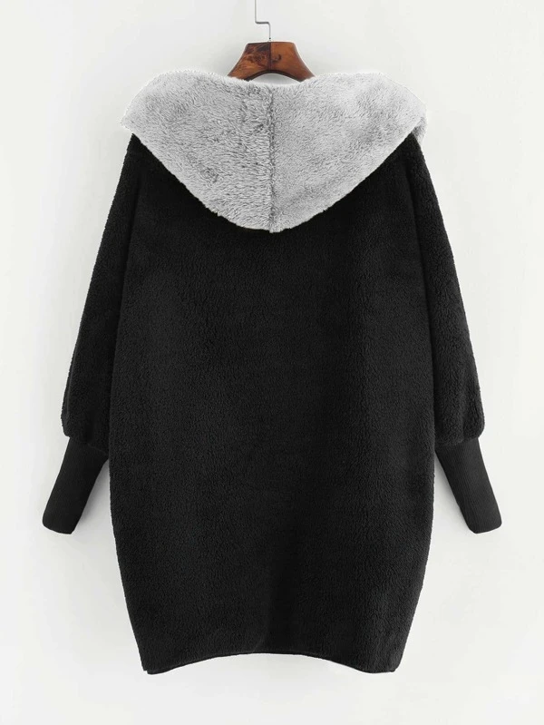 Plus open front hooded teddy coat Clearance