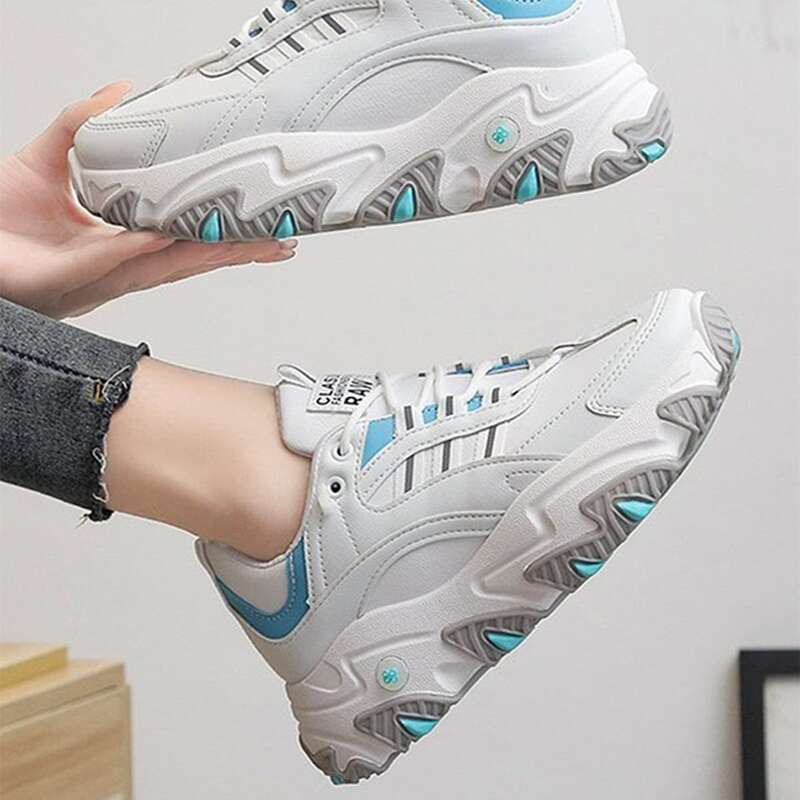

Lace-up Front Chunky Sneakers, White