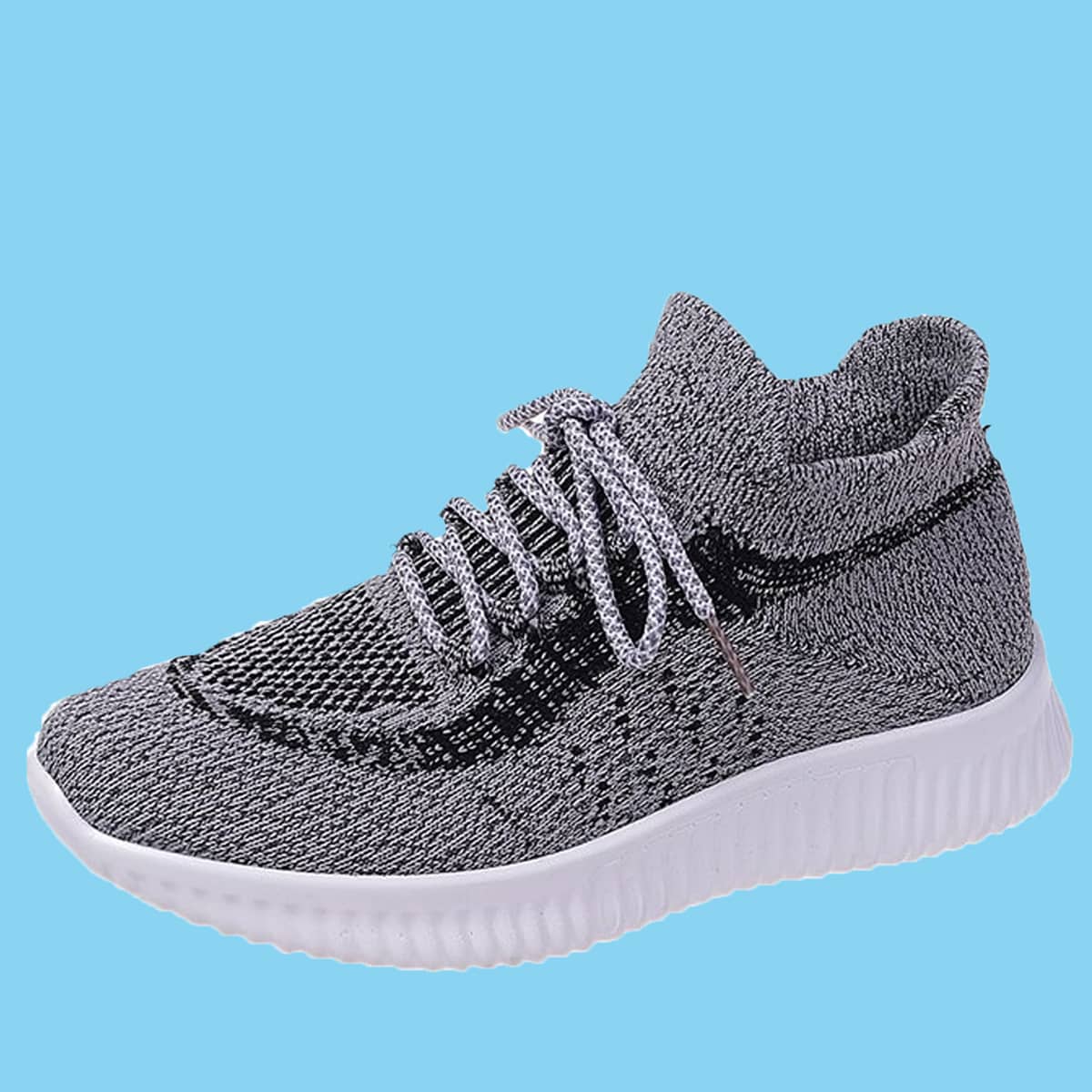 

Lace-up Front Knit Sneakers, Grey