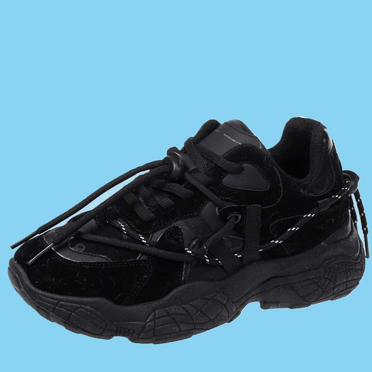 

Lace-up Front Chunky Sneakers, Black