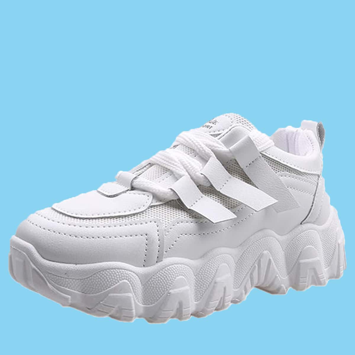 

Lace-up Front Mesh Chunky Sneakers, White