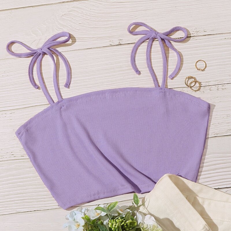 

Tie Shoulder Crop Cami, Lilac purple