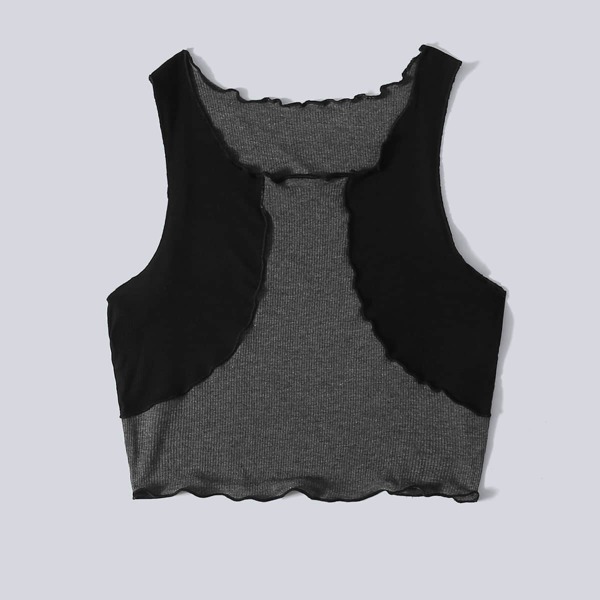 

Plus Two Tone Lettuce Trim Crop Tank Top, Multicolor