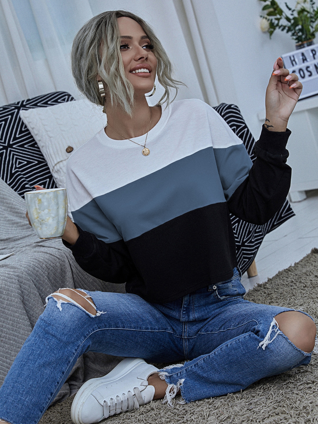 Cut And Sew Drop Shoulder Sweatshirt thumbnail