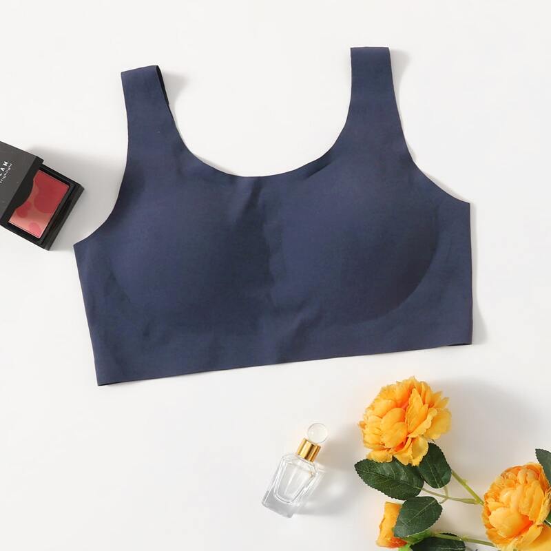 

Solid Seamless Bralette, Navy blue