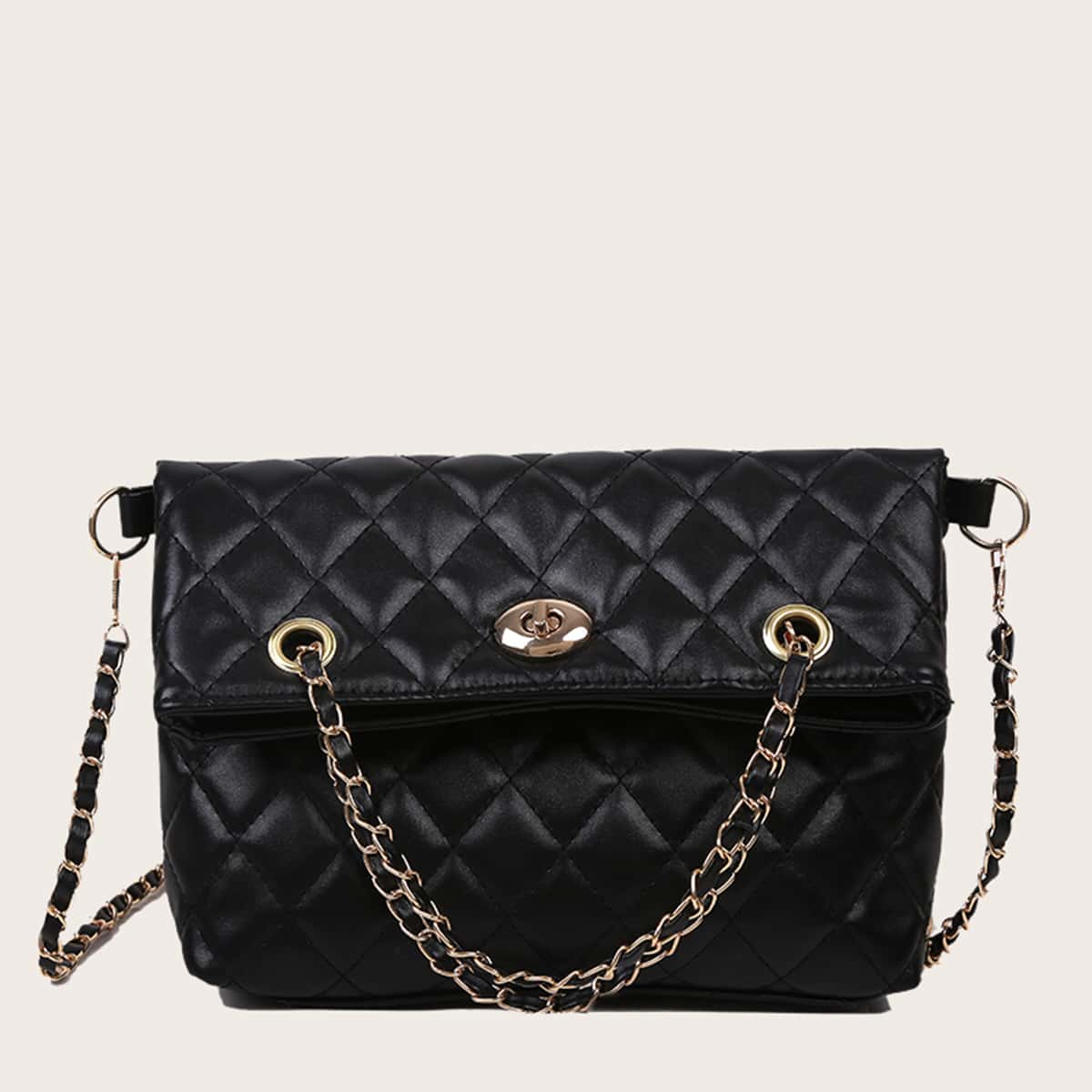 

Quilted Foldable Bag, Black