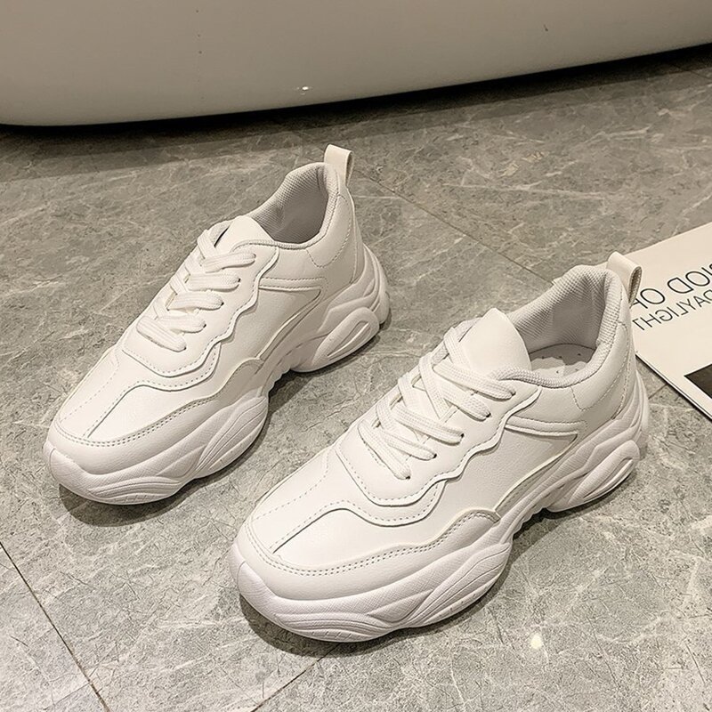 

Lace-up Front Chunky Sneakers, White