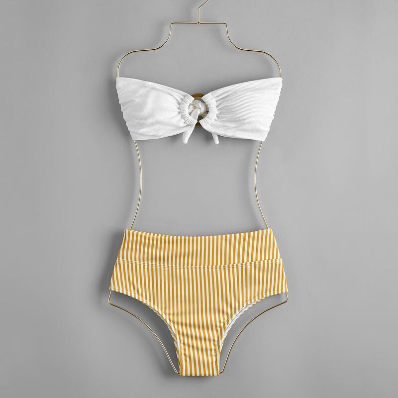 

Striped Ring Bikini Swimsuit, Multicolor