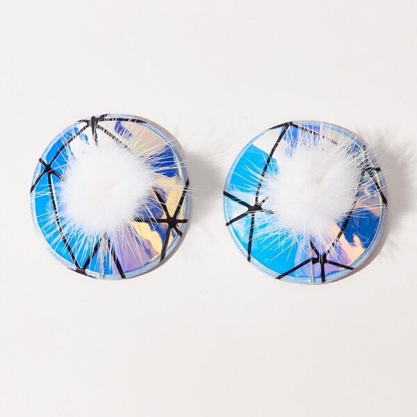 

1pair Plush Holographic Nipple Cover, Violet purple