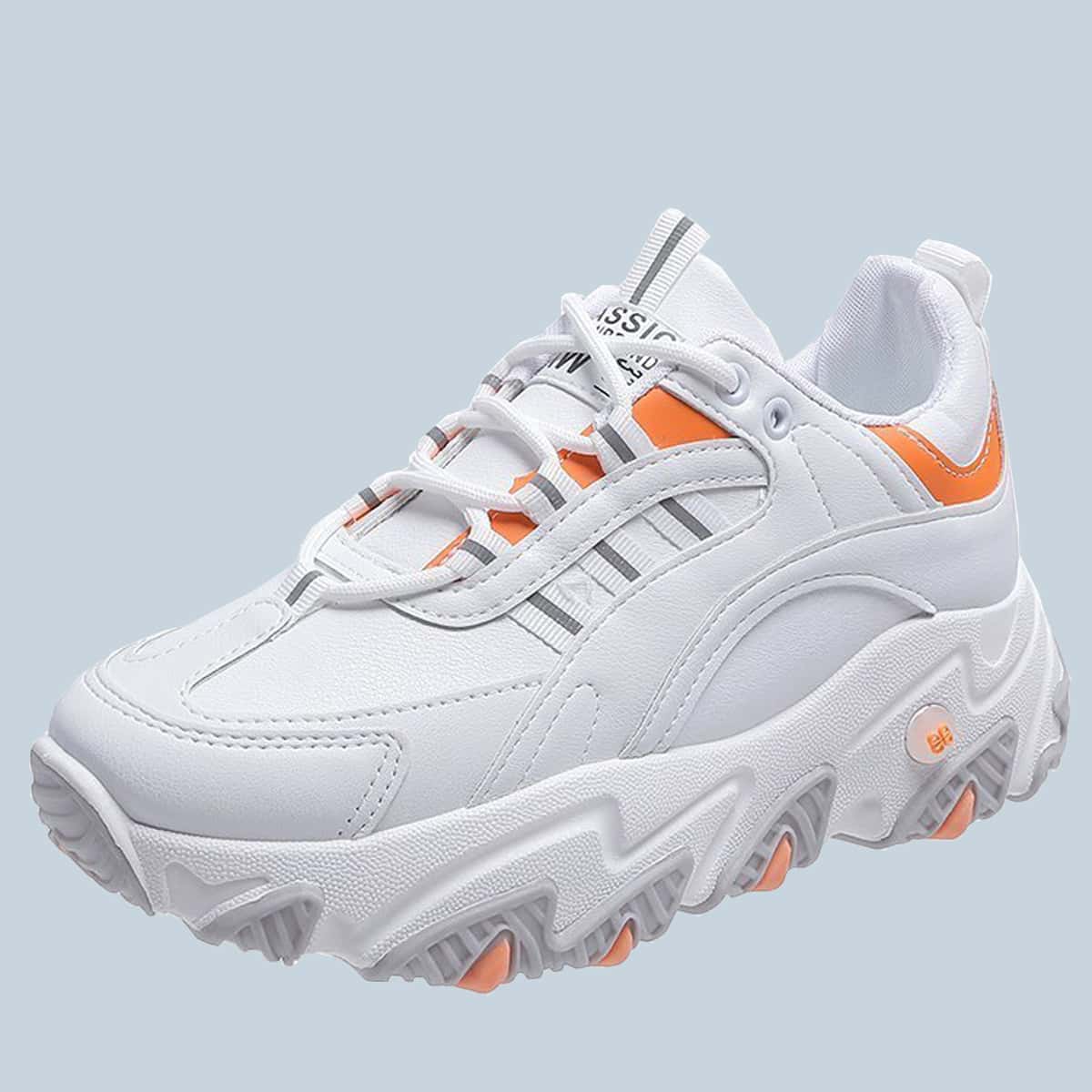 

Lace-up Front Chunky Sneakers, White