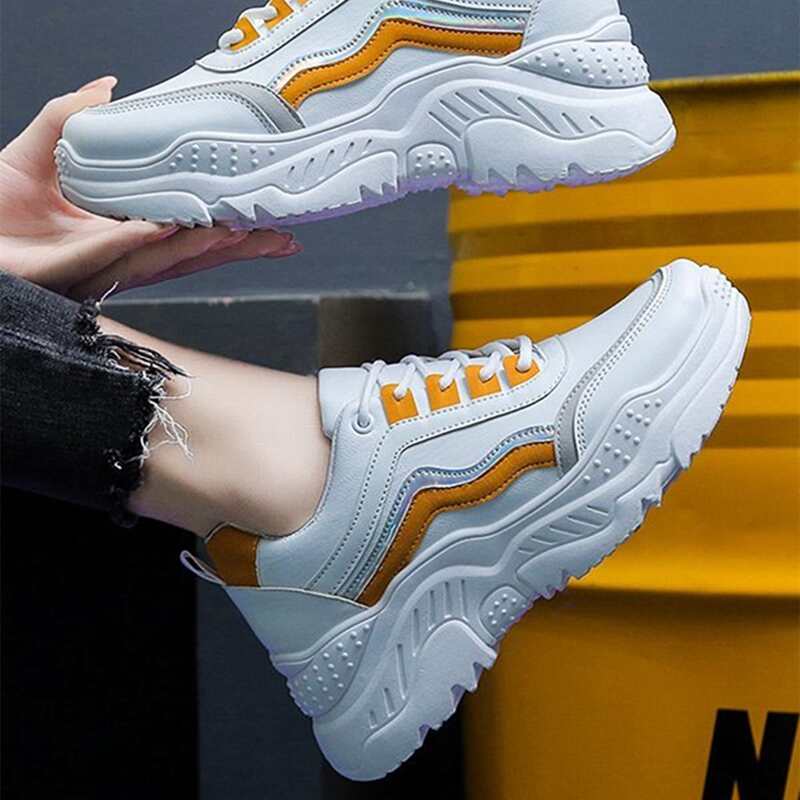 

Lace-up Front Chunky Sneakers, White