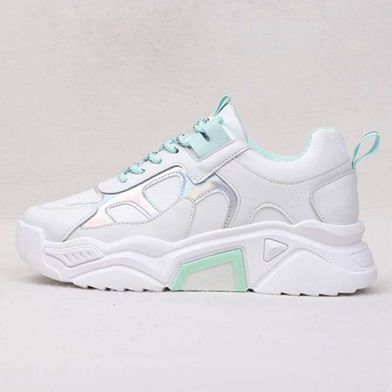 

Lace-up Holographic Detail Chunky Sneakers, White