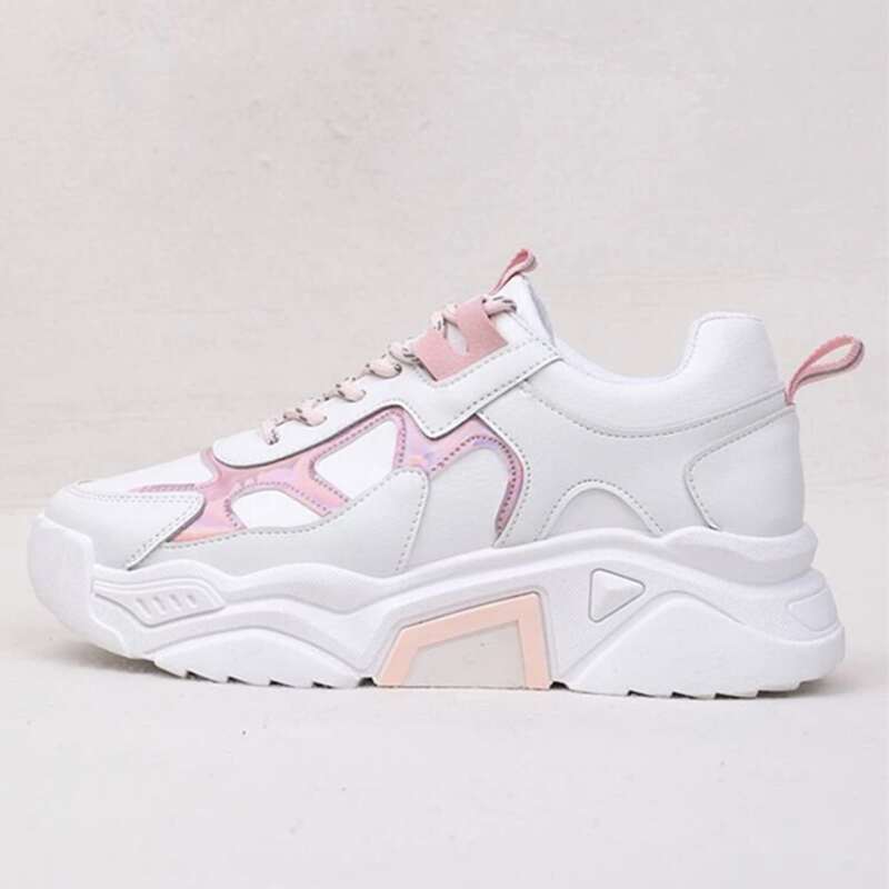 Lace-up Holographic Detail Chunky Sneakers, White