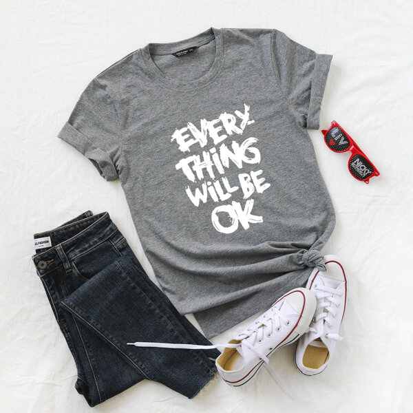 

Plus Slogan Graphic Short Sleeve Tee, Grey