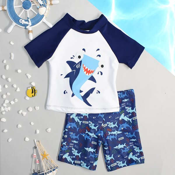 

Toddler Boys Shark & Letter Graphic Swimsuit, Multicolor