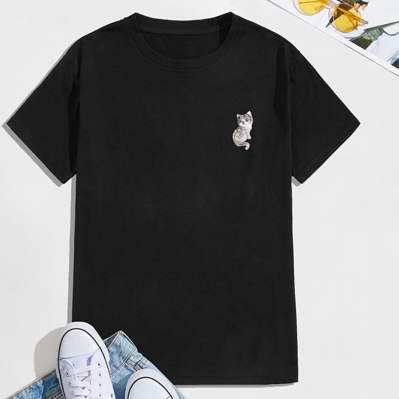 

Guys Cat Graphic Tee, Black