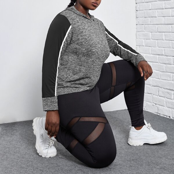 

Plus Space Dye Hooded Sports Sweatshirt, Grey