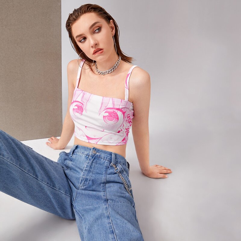 

Figure Graphic Crop Cami, Pink