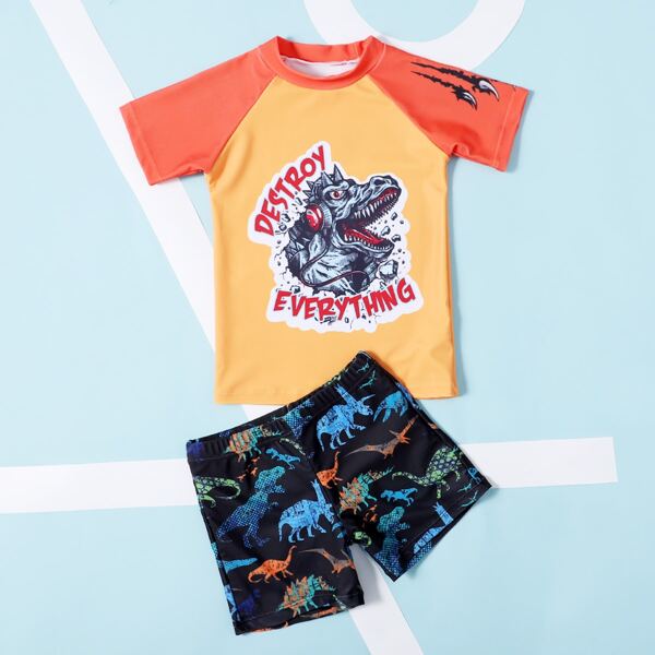 

Toddler Boys Dinosaur Print Swimsuit, Multicolor