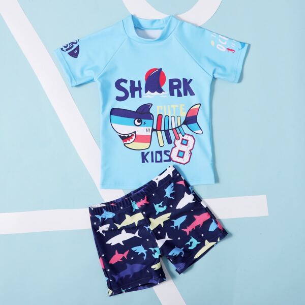 

Toddler Boys Shark & Letter Graphic Swimsuit, Multicolor